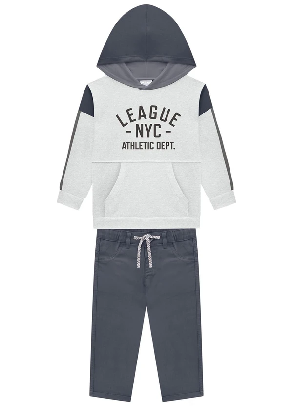 Milon - Conjunto Infantil Menino Lettering Cinza