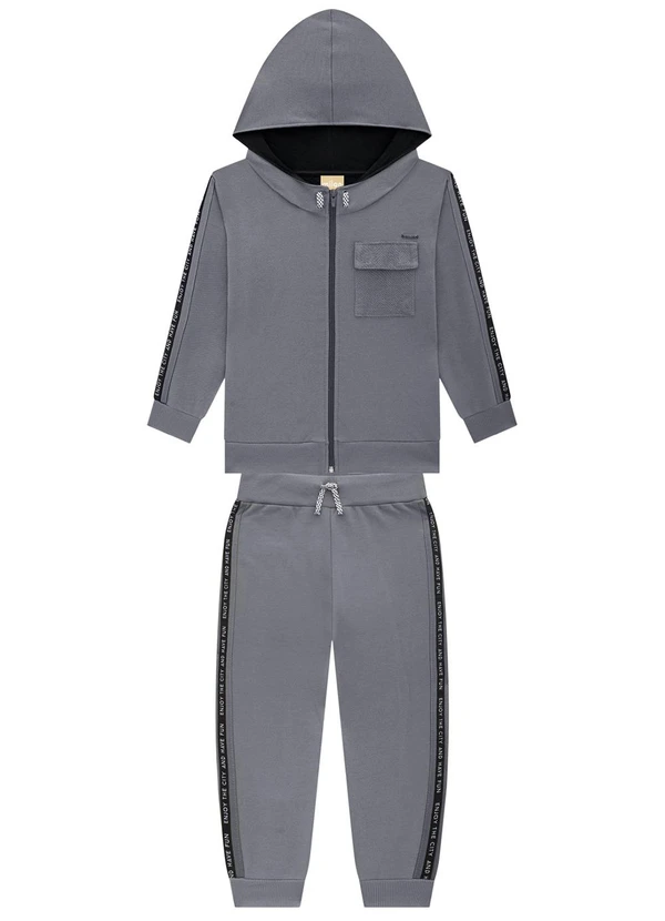 Milon - Conjunto Infantil Menino Lettering Cinza