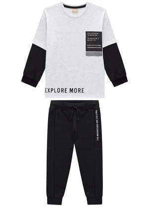 Milon - Conjunto Infantil Menino Lettering  Cinza - MILON