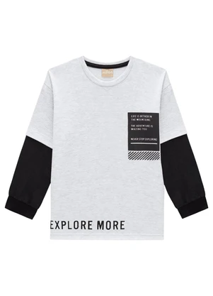 Milon - Conjunto Infantil Menino Lettering  Cinza - MILON