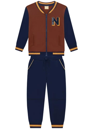 Milon - Conjunto Infantil Menino Lettering  Marrom - MILON