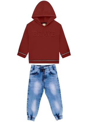 Milon - Conjunto Infantil Menino Lettering  Marrom - MILON