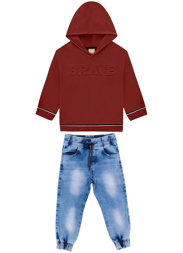 Milon - Conjunto Infantil Menino Lettering Marrom