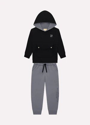 Milon - Conjunto Infantil Menino Lettering  Preto - MILON