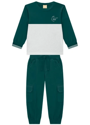 Milon - Conjunto Infantil Menino Lettering  Verde - MILON