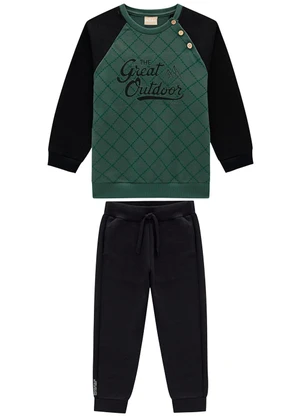 Milon - Conjunto Infantil Menino Lettering  Verde - MILON