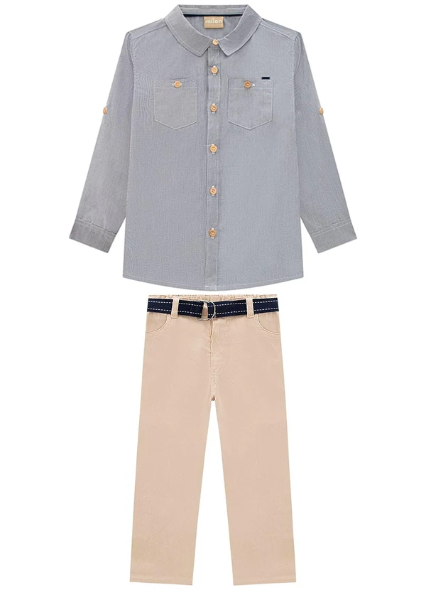 Milon - Conjunto Infantil Menino Listras Azul