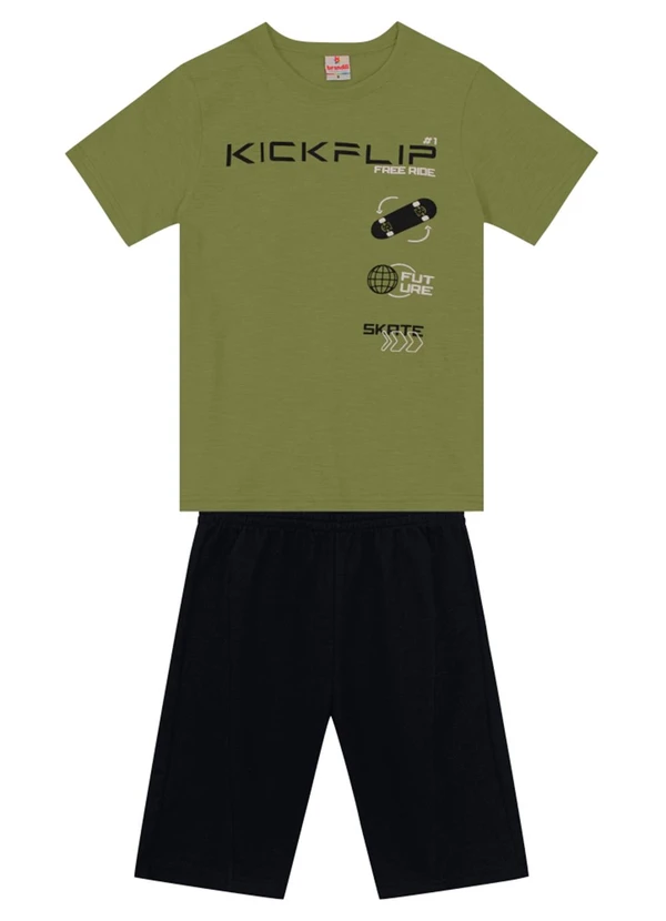 Brandili - Conjunto Infantil Menino Skate Verde