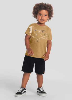 Brandili - Conjunto Infantil Menino Tubarão Marrom - BRANDILI