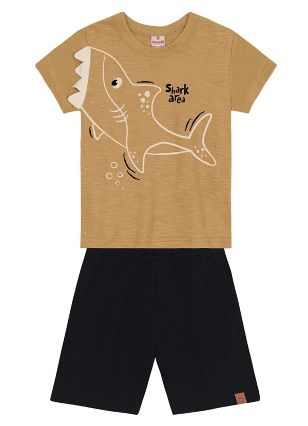 Brandili - Conjunto Infantil Menino Tubarão Marrom 2