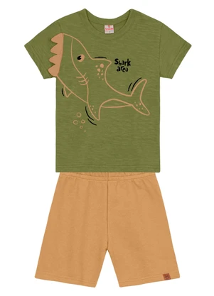 Brandili - Conjunto Infantil Menino Tubarão Verde - BRANDILI