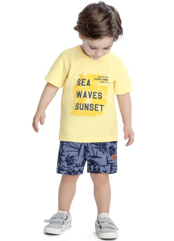 Elian - Conjunto Infantil Camiseta Bermuda Amarelo