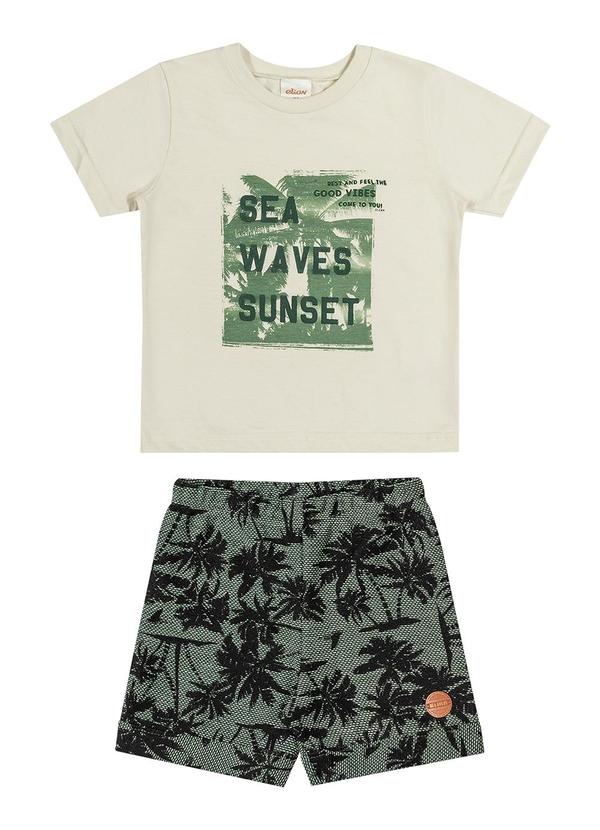 Elian - Conjunto Masc Infantil Camiseta e Bermuda Cinza
