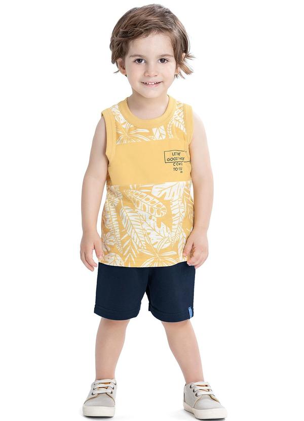 Elian - Conjunto Masc Infantil Regata Bermuda Amarelo