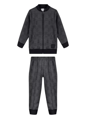 Alakazoo - Conjunto Menino Infantil em Malha Xadrez Preto - ALAKAZOO