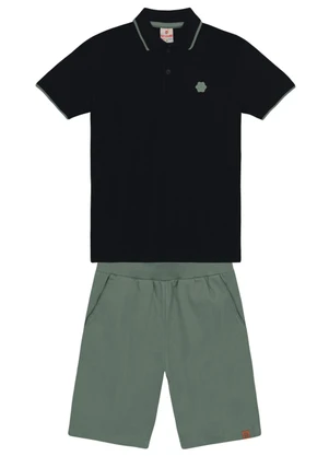 Brandili - Conjunto Polo Infantil Menino Preto - BRANDILI