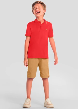 Brandili - Conjunto Polo Infantil Menino Vermelho - BRANDILI