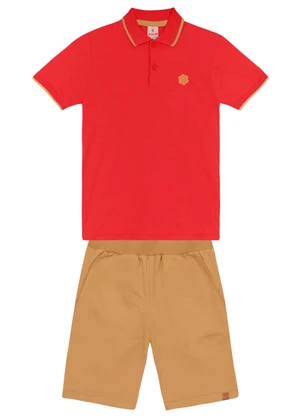 Brandili - Conjunto Polo Infantil Menino Vermelho - BRANDILI