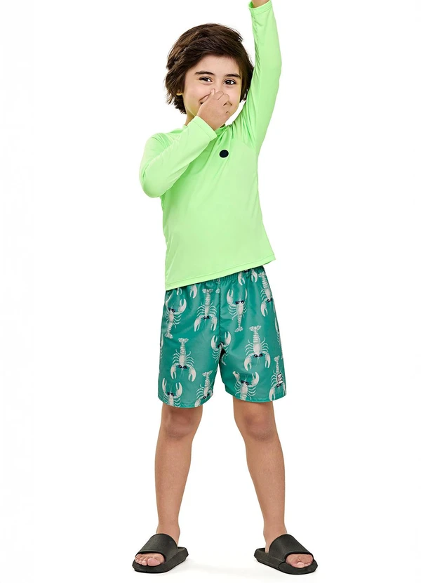 Elian - Bermuda Infantil Menino Tactel Proteção Uv Verde 2