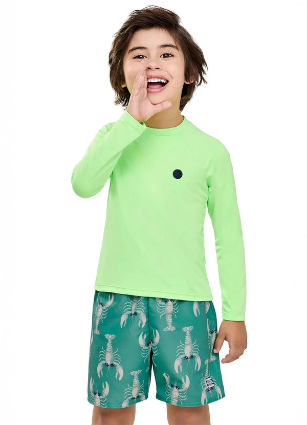 Elian - Bermuda Infantil Menino Tactel Proteção Uv Verde 3