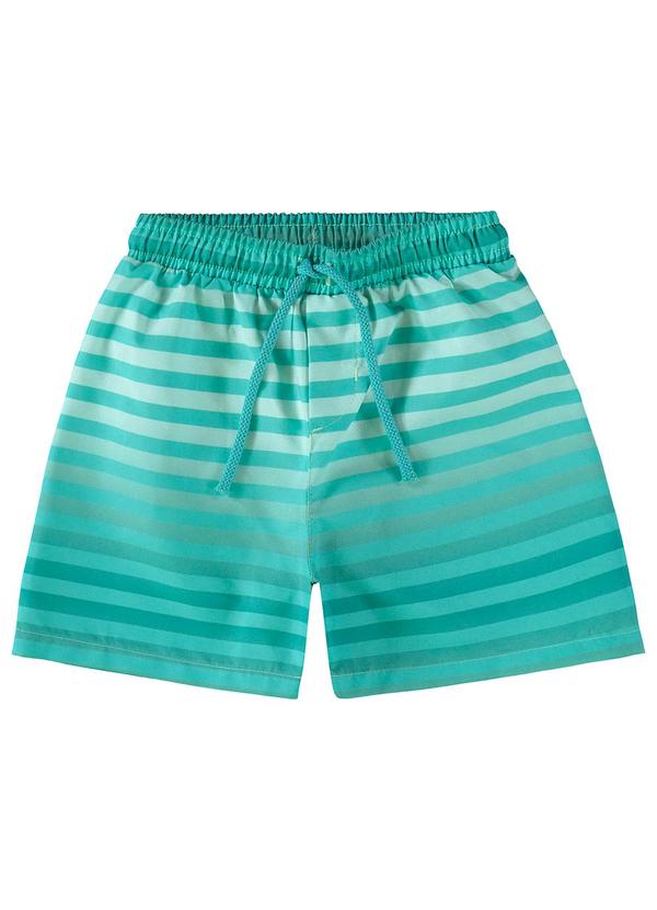 Malwee Kids - Bermuda Verde Água de Banho Listrado Menino