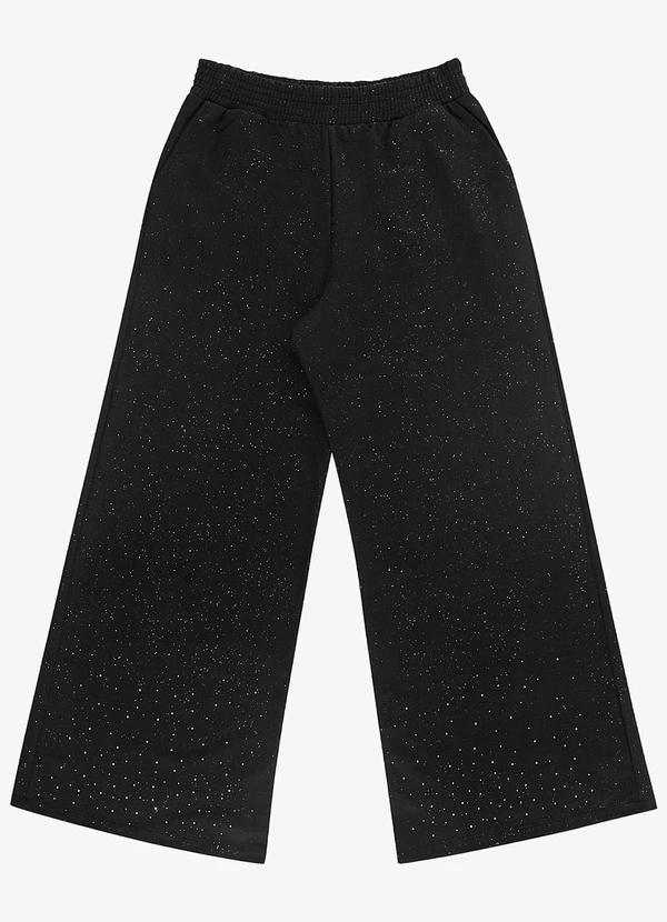 Minty - Calça Wide Leg Juvenil em Moletom Preto 5