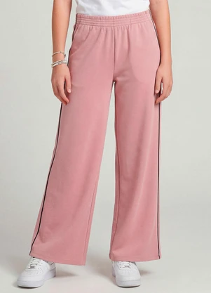 Minty - Calça Wide Leg Moletom Felpado Rosa - MINTY