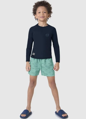 Malwee Kids - Camiseta Azul Marinho Malha Uv com Qr Code - MALWEE KIDS