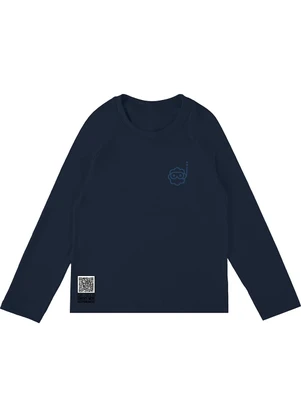 Malwee Kids - Camiseta Azul Marinho Malha Uv com Qr Code - MALWEE KIDS