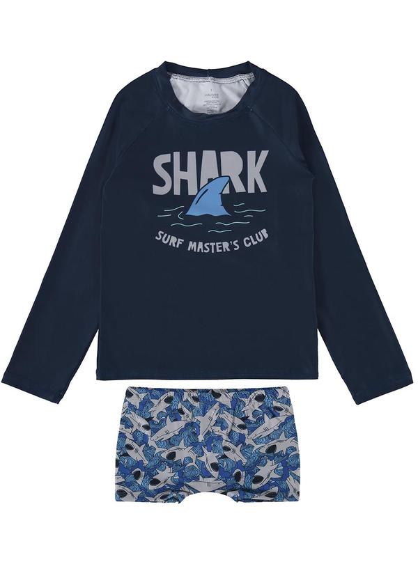 Malwee Kids - Camiseta Azul Marinho Shark em Malha Uv Menino 1