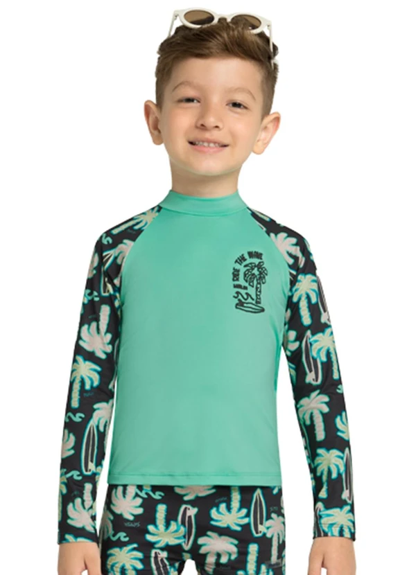 Marlan - Camiseta Manga Longa em Malha Proteção Uv Verde Claro