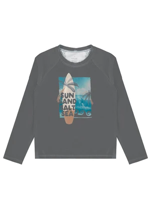 Malwee Kids - Camiseta Prancha Malha Uv50 Cinza Escuro - MALWEE KIDS