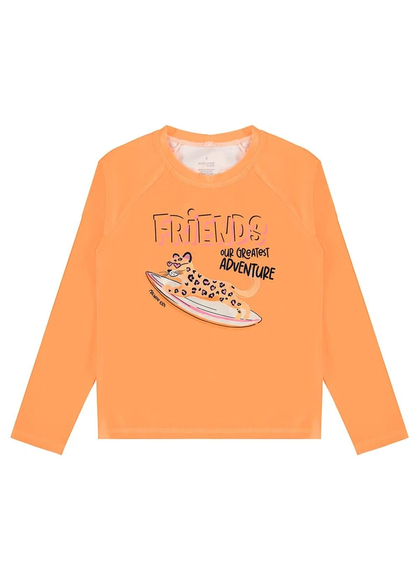 Malwee Kids - Camiseta Surfista Malha Uv50 Laranja Claro 3