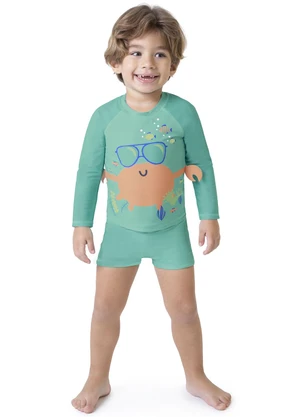 Malwee Kids - Camiseta Verde Turquesa Caranguejo Menino - MALWEE KIDS