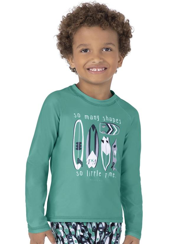 Malwee Kids - Camiseta Verde Turquesa Surf em Malha Uv Menino