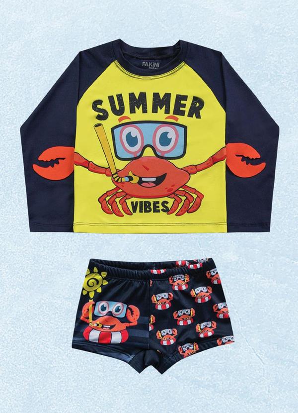 Fakini Kids - Cj.Camiseta M/Longa/Sunga Boxer Azul 3