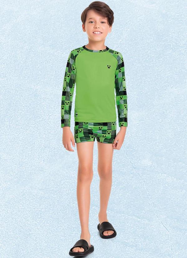 Fakini Kids - Cj.Camiseta M/Longa/Sunga Boxer Verde