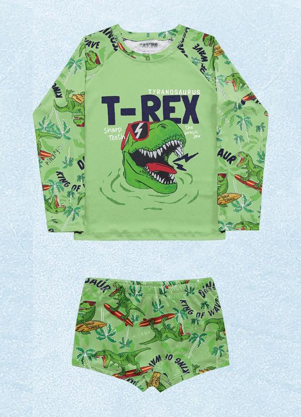 Fakini Kids - Cj.Camiseta M/Longa/Sunga Boxer Verde