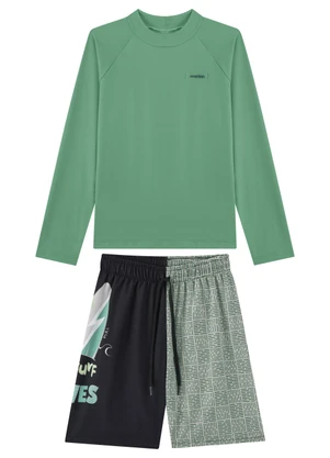 Marlan - Conjunto Bermuda e Camiseta Proteção Solar Verde - MARLAN