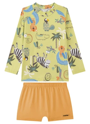 Marlan - Conjunto Camiseta e Sunga Bebê Proteção Uv Verde - MARLAN