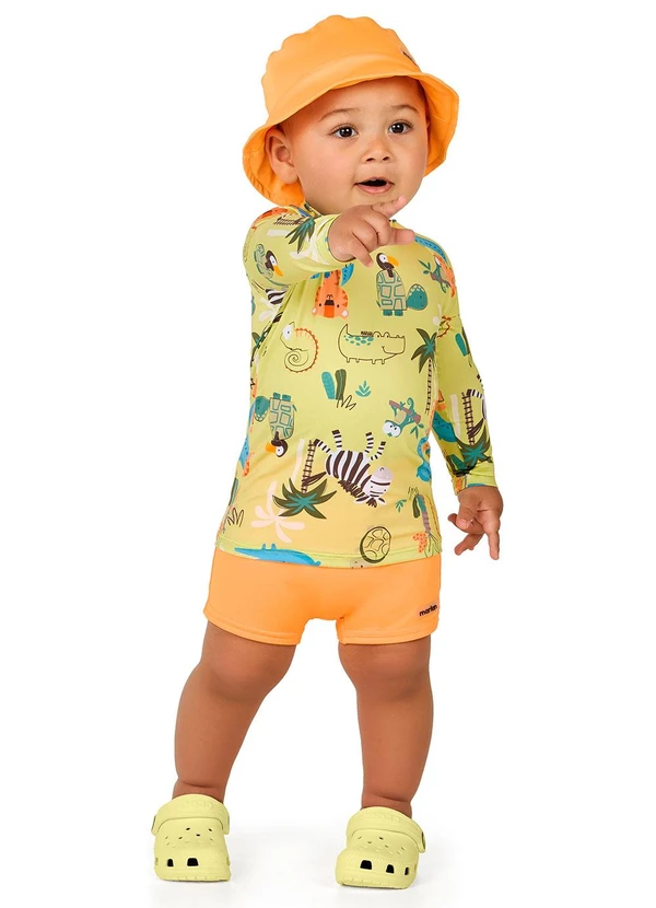 Marlan - Conjunto Camiseta e Sunga Bebê Proteção Uv Verde