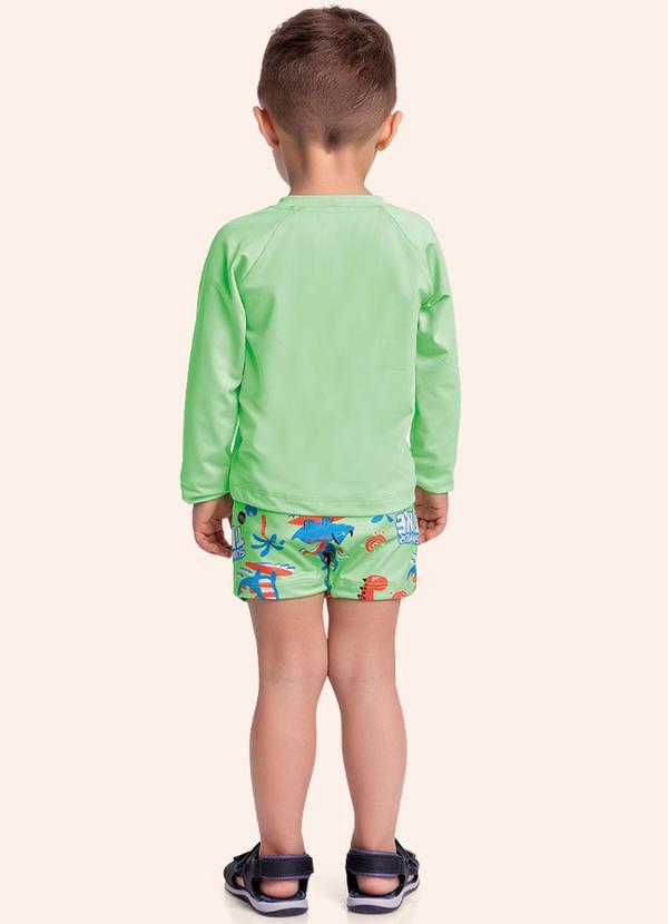 Fakini Kids - Conjunto Camiseta e Sunga Boxer Moda Praia Verde 2