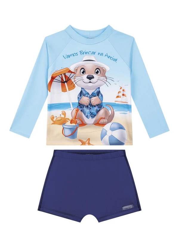 Marlan - Conjunto Camiseta e Sunga Proteção Uv Azul 2
