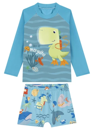 Marlan - Conjunto Camiseta Manga Longa e Sunga Menino Azul - MARLAN