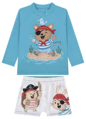 Marlan - Conjunto Camiseta Manga Longa e Sunga Menino Azul - MARLAN