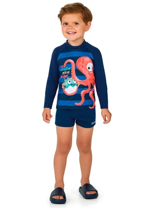 Marlan - Conjunto Camiseta Manga Longa e Sunga Menino Azul - MARLAN