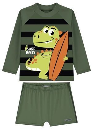 Marlan - Conjunto Camiseta Manga Longa e Sunga Menino Verde - MARLAN