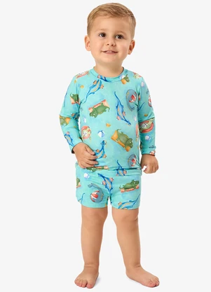 Rovi Kids - Conjunto Camiseta Manga Longa e Sunga Uv Azul - ROVI KIDS