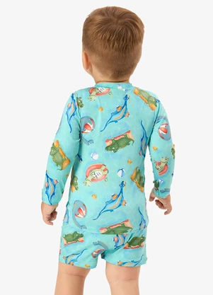 Rovi Kids - Conjunto Camiseta Manga Longa e Sunga Uv Azul - ROVI KIDS