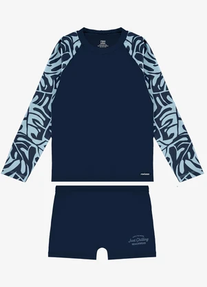 Rovi Kids - Conjunto Camiseta Manga Longa e Sunga Uv Azul - ROVI KIDS